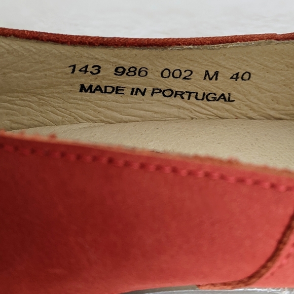 FLY London Suede Peep Toe Beveled Metallic Heel Burnt Orange EU40 9-9.5 NWOB - Picture 16 of 16